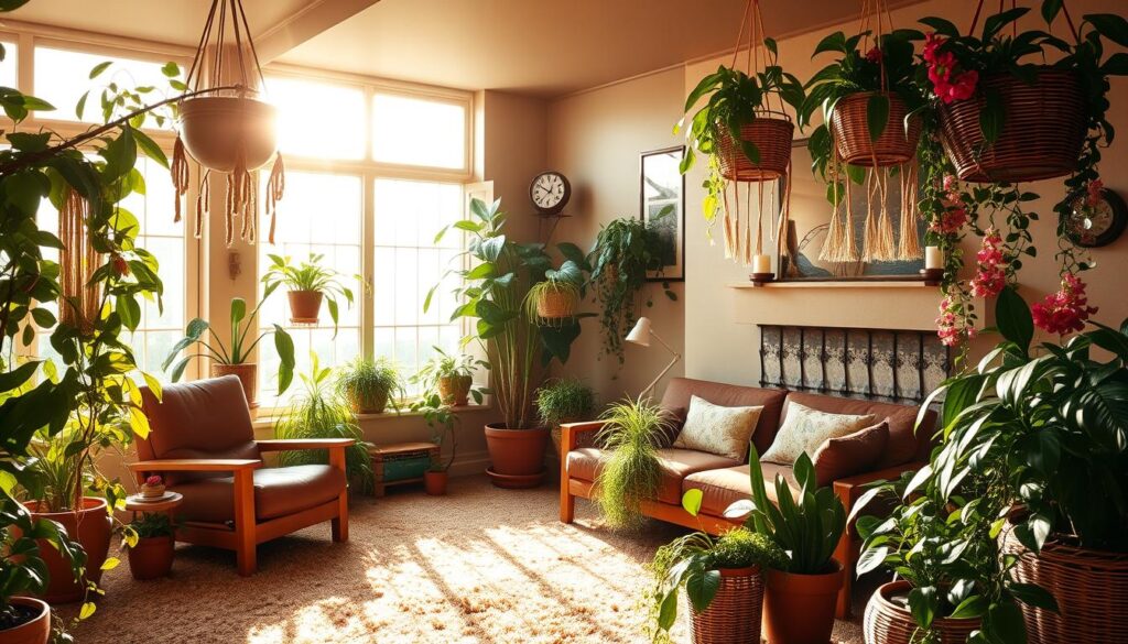 indoor plants in 1970s decor