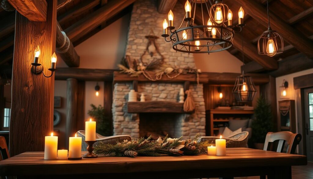 rustic home interior lighting