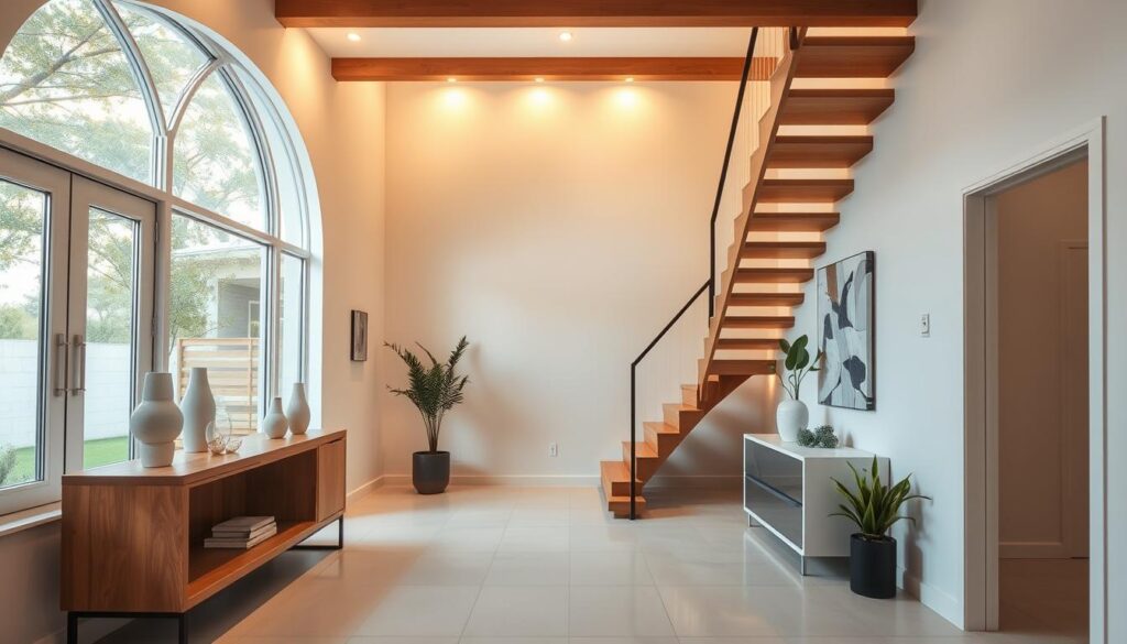 split level home entryway design