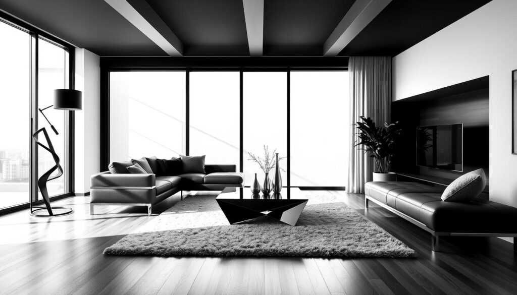 black and white home interior design