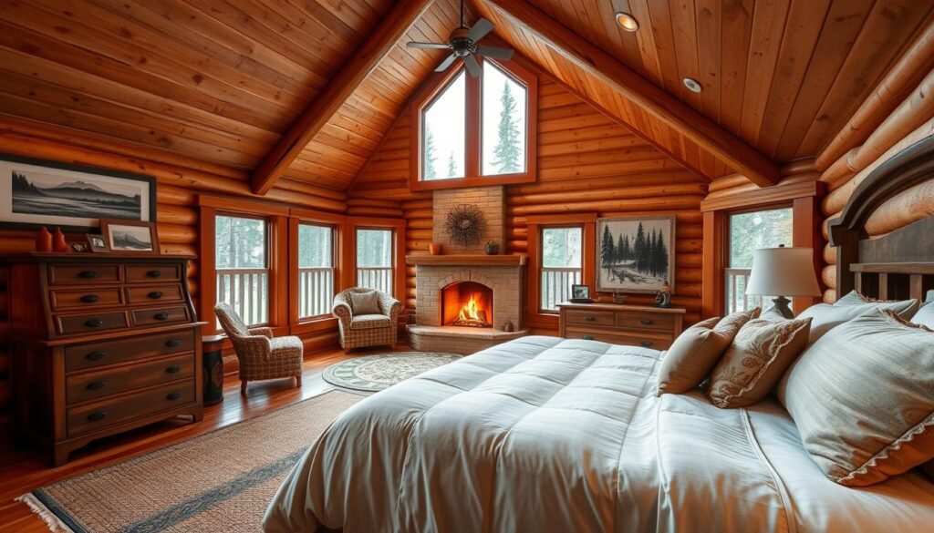 log home bedroom design