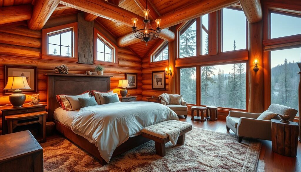 log home bedroom design
