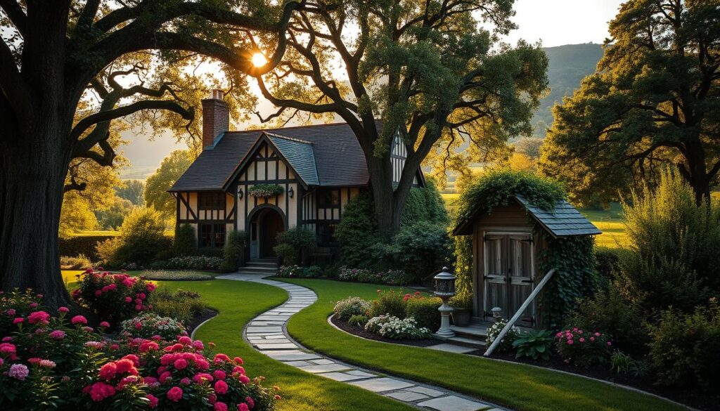tudor style homes interior landscaping